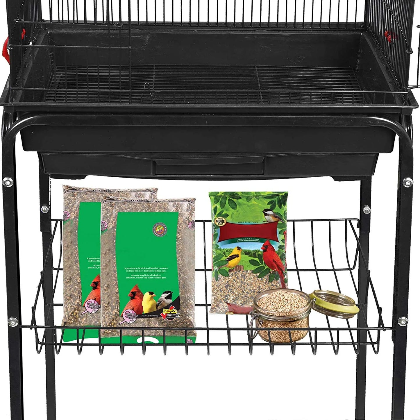 59.3'' Bird Cage with Rolling Stand Wrought Iron Birdcage Medium Pet House