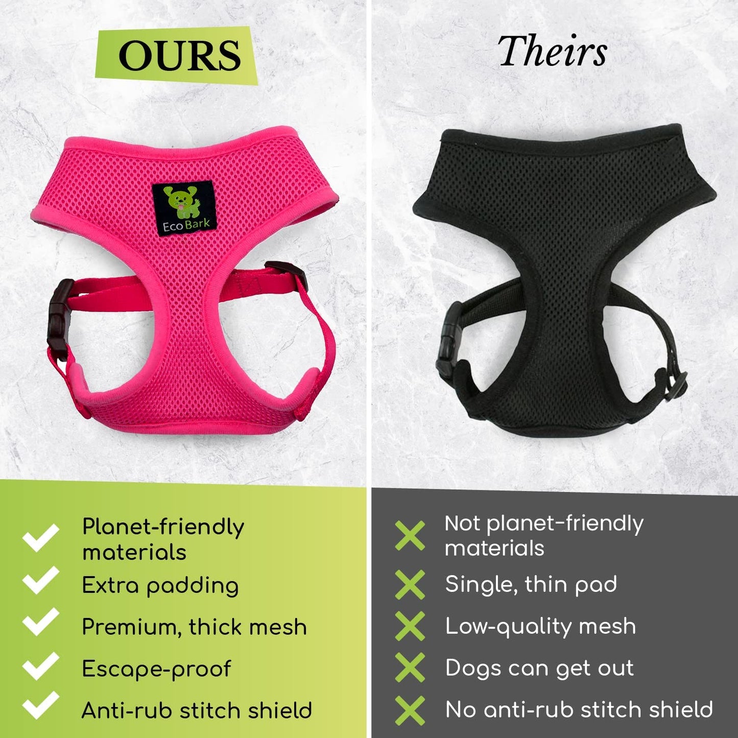 Lavender Dog Harness - Eco-Friendly Max Comfort Harnesses - Luxurious Soft Mesh Halter - over the Head Harness Vest- No Pull and No Choke