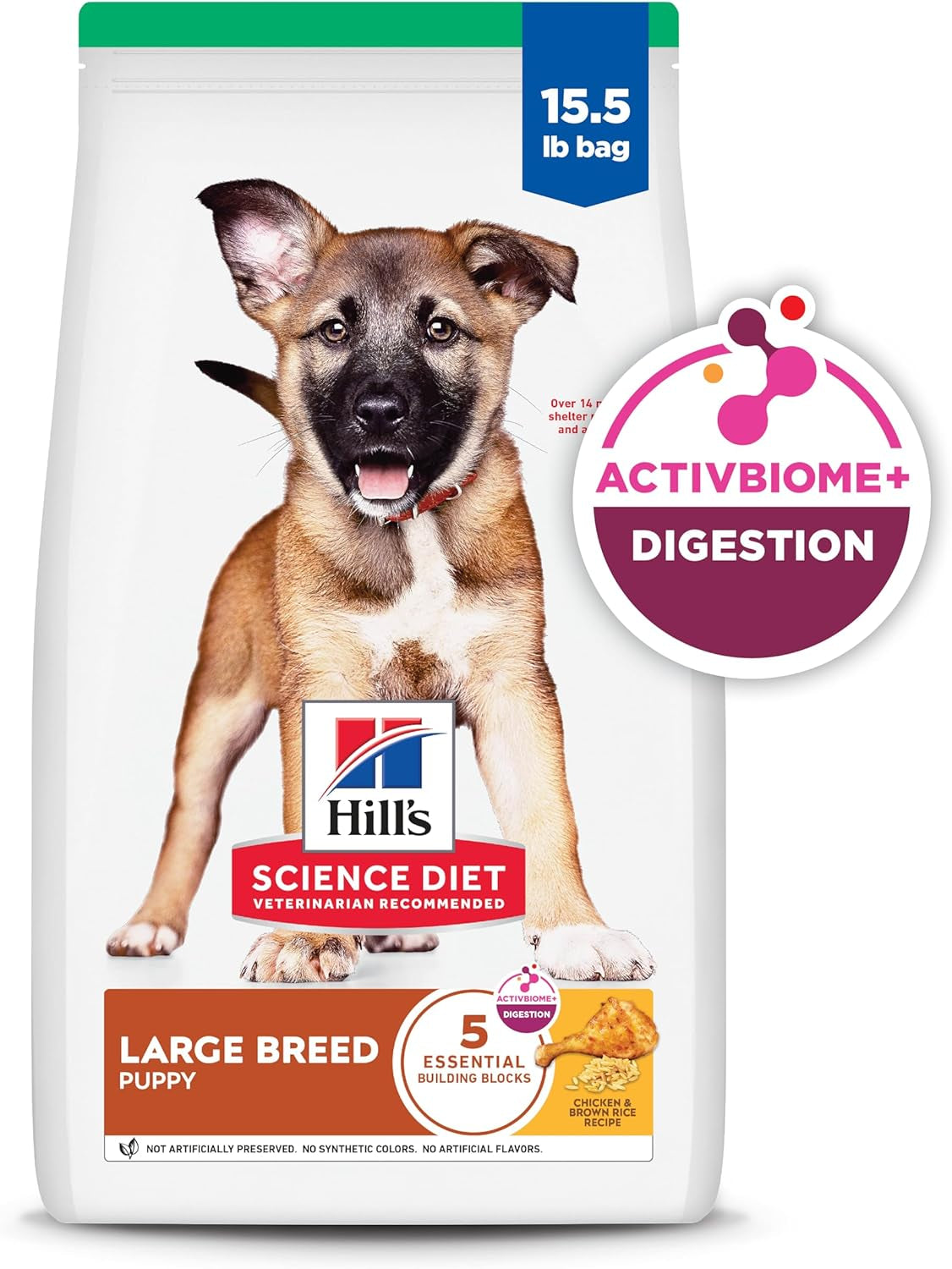 Large Breed Puppy Food, DHA to Support Healthy Development, Chicken & Brown Rice Dry Dog Food, 15.5 Lb. Bag