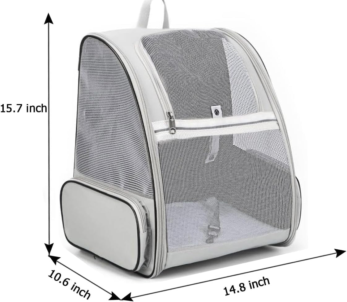 Cat Carrier Backpack, Dog Backpack, Ventilate Pet Cats Puppy Dogs Birds Bunny Backpack for Travel Indoor Outdoor Use(Grey)