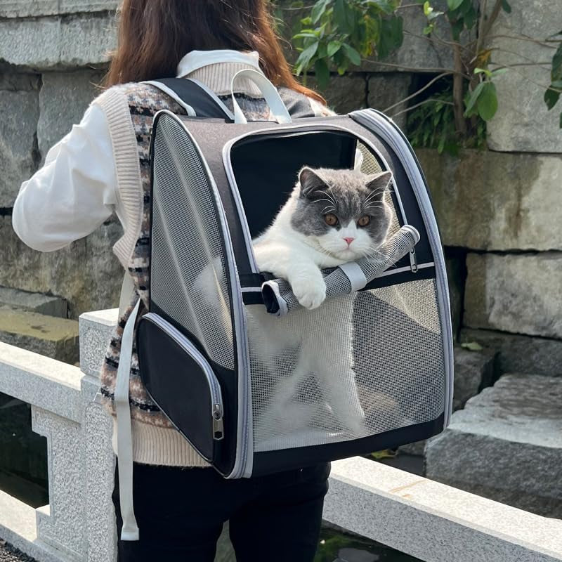 Cat Carrier Backpack, Dog Backpack, Ventilate Pet Cats Puppy Dogs Birds Bunny Backpack for Travel Indoor Outdoor Use(Grey)
