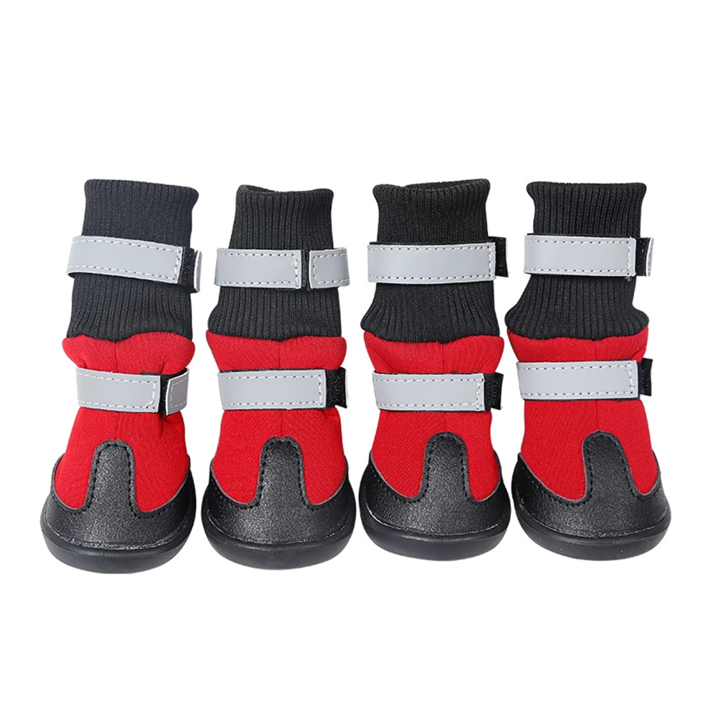 4Pcs Winter Warm Waterproof Anti-Slip Snow Boots Dog Paw Protector Pet Supplies,Red