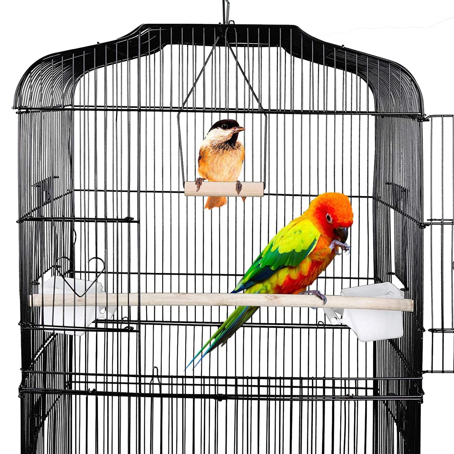 59.3'' Bird Cage with Rolling Stand Wrought Iron Birdcage Medium Pet House