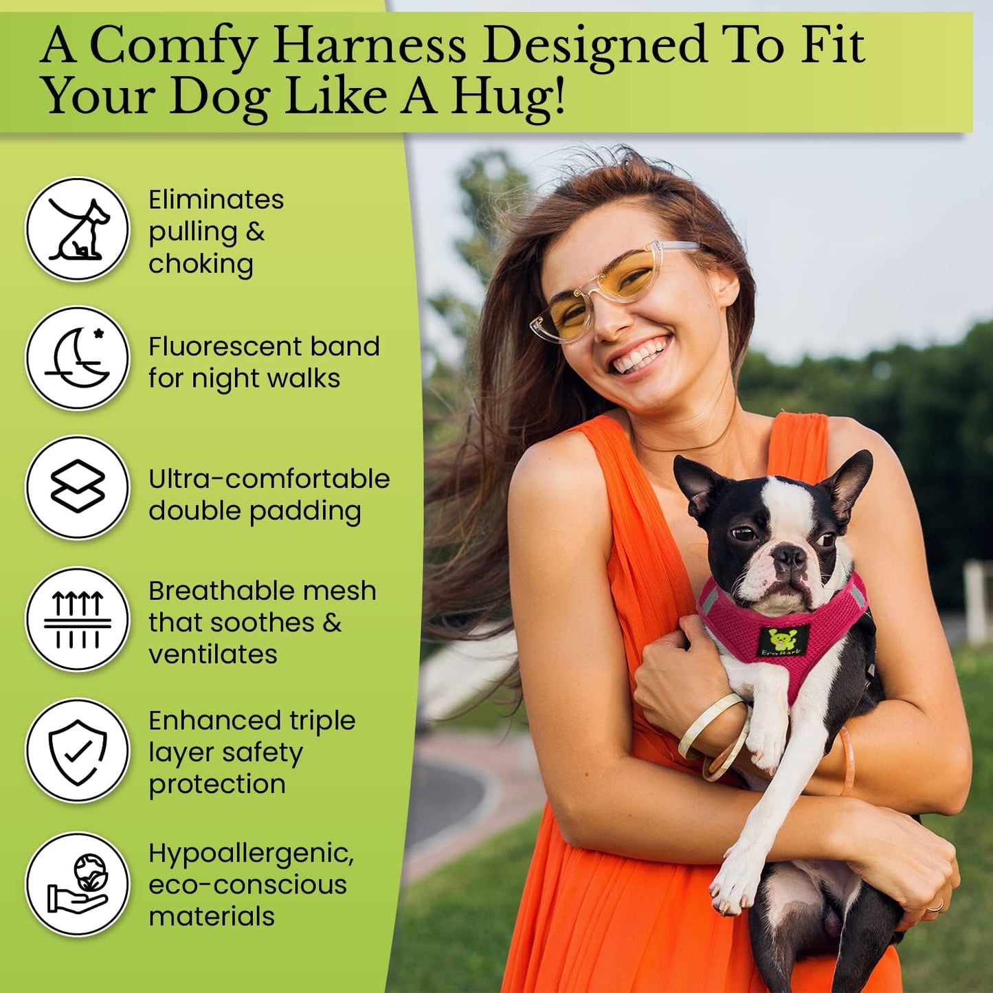 Dog Harness - Luxury Step in Mesh Dog Harness in Mint Turquoise - Soft & Secure Dog Halter Vest Wrap