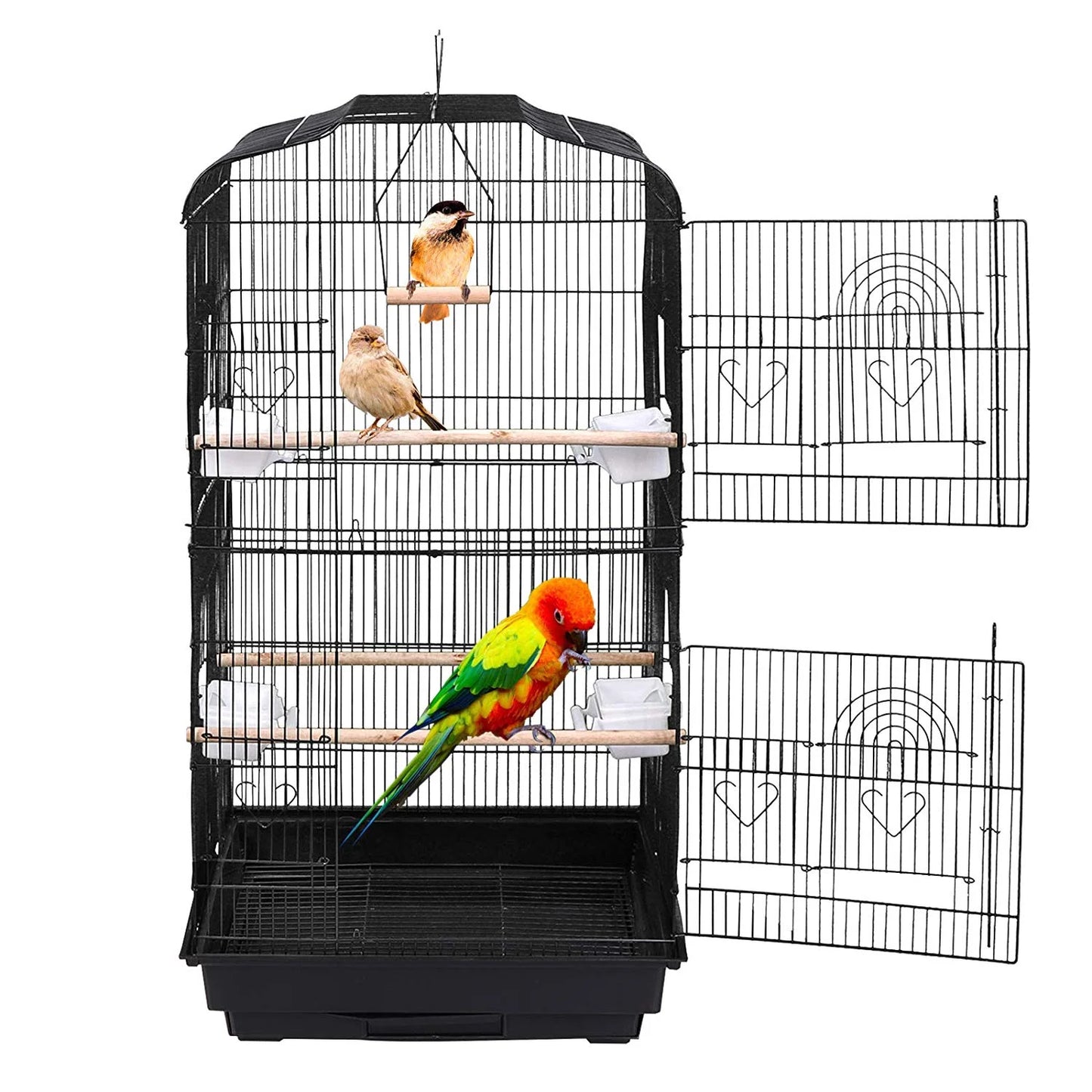 59.3'' Bird Cage with Rolling Stand Wrought Iron Birdcage Medium Pet House