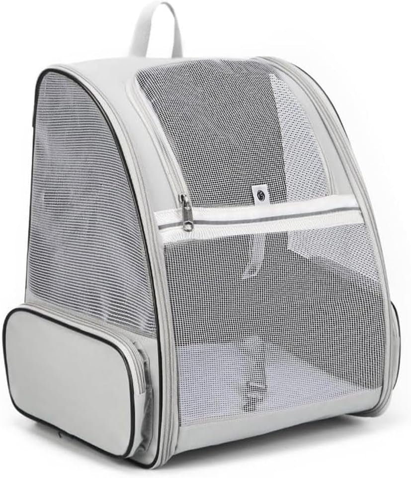 Cat Carrier Backpack, Dog Backpack, Ventilate Pet Cats Puppy Dogs Birds Bunny Backpack for Travel Indoor Outdoor Use(Grey)
