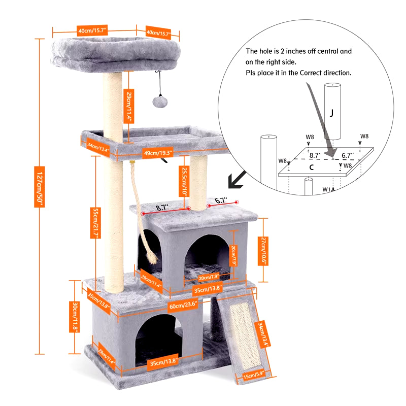 Domestic Delivery Cat Tree Condo House Scratcher Funny Scratching Post Climbing Tree Toy for Cats Kitten Activity Pet House Nest