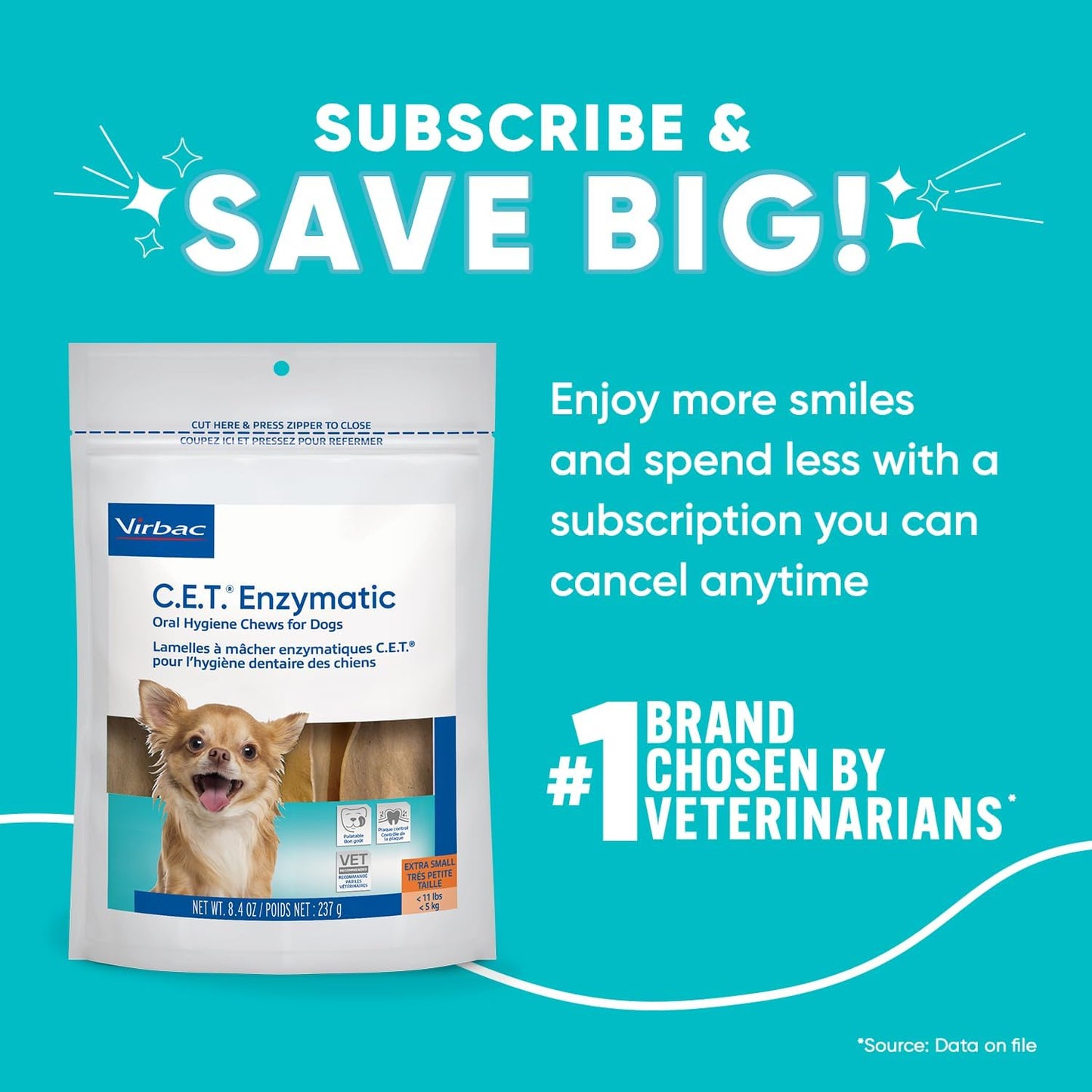 C.E.T. Enzymatic Oral Hygiene Chews for Dogs Beef 8.4 Ounces