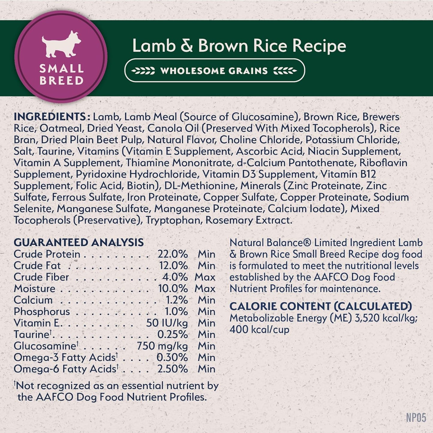 Limited Ingredient Small-Breed Adult Dry Dog Food with Healthy Grains, Lamb & Brown Rice Recipe, 4 Pound (Pack of 1)