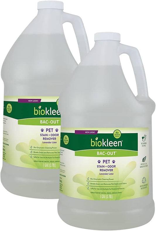 Bac-Out Pet Stain Remover - 2 Gallon - Enzymatic, Natural, Destroys Stains & Odors Safely, for Pet Stains on Carpets - Eco-Friendly, Plant-Based