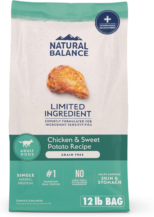 Limited Ingredient Adult Grain Free-Dry Dog Food, Chicken & Sweet Potato Recipe, 12 Pound (Pack of 1)