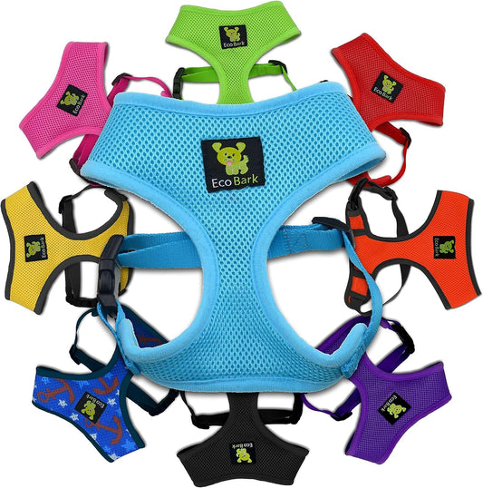 Dog Harness - Eco-Friendly Max Comfort Harnesses - Luxurious Soft Mesh Halter - over the Head Harness Vest- No Pull and No Choke for Puppy, Toy Breeds & Small Dogs (Medium, Blue)