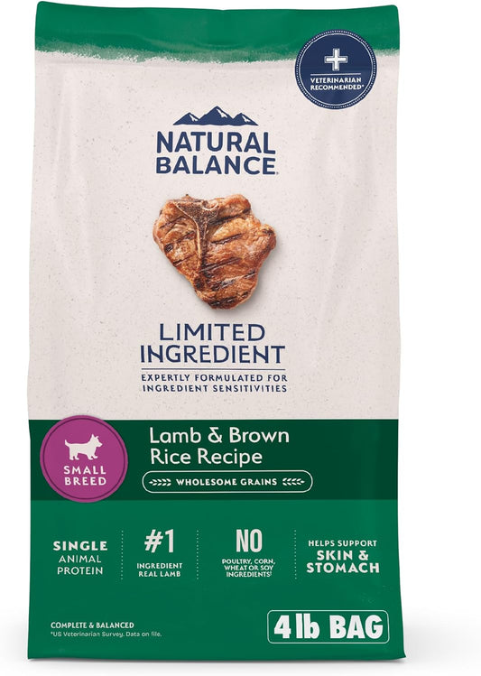 Limited Ingredient Small-Breed Adult Dry Dog Food with Healthy Grains, Lamb & Brown Rice Recipe, 4 Pound (Pack of 1)