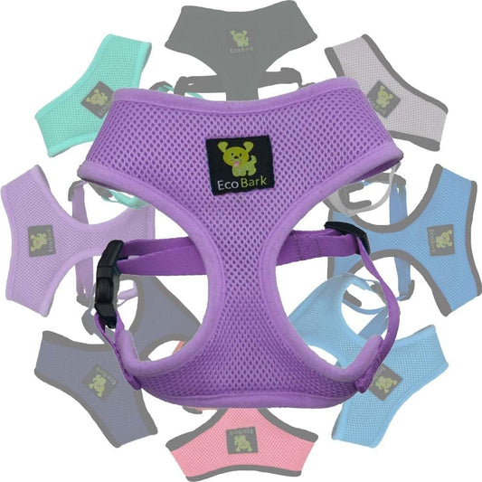 Lavender Dog Harness - Eco-Friendly Max Comfort Harnesses - Luxurious Soft Mesh Halter - over the Head Harness Vest- No Pull and No Choke
