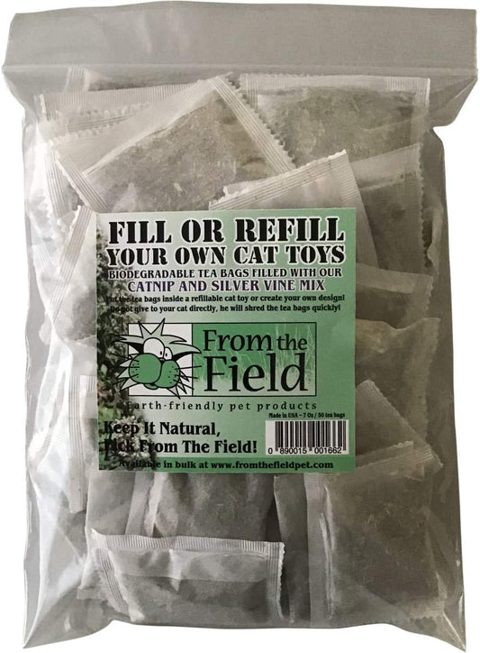 | Catnip Tea Bags | Ultimate Blend of Catnip & Silver Vine | Biodegradable, Non-Gmo, Chemical-Free Refill Packs for Cat Toys | Safe, Potent, Mess-Free | 20 Pack, Made in USA